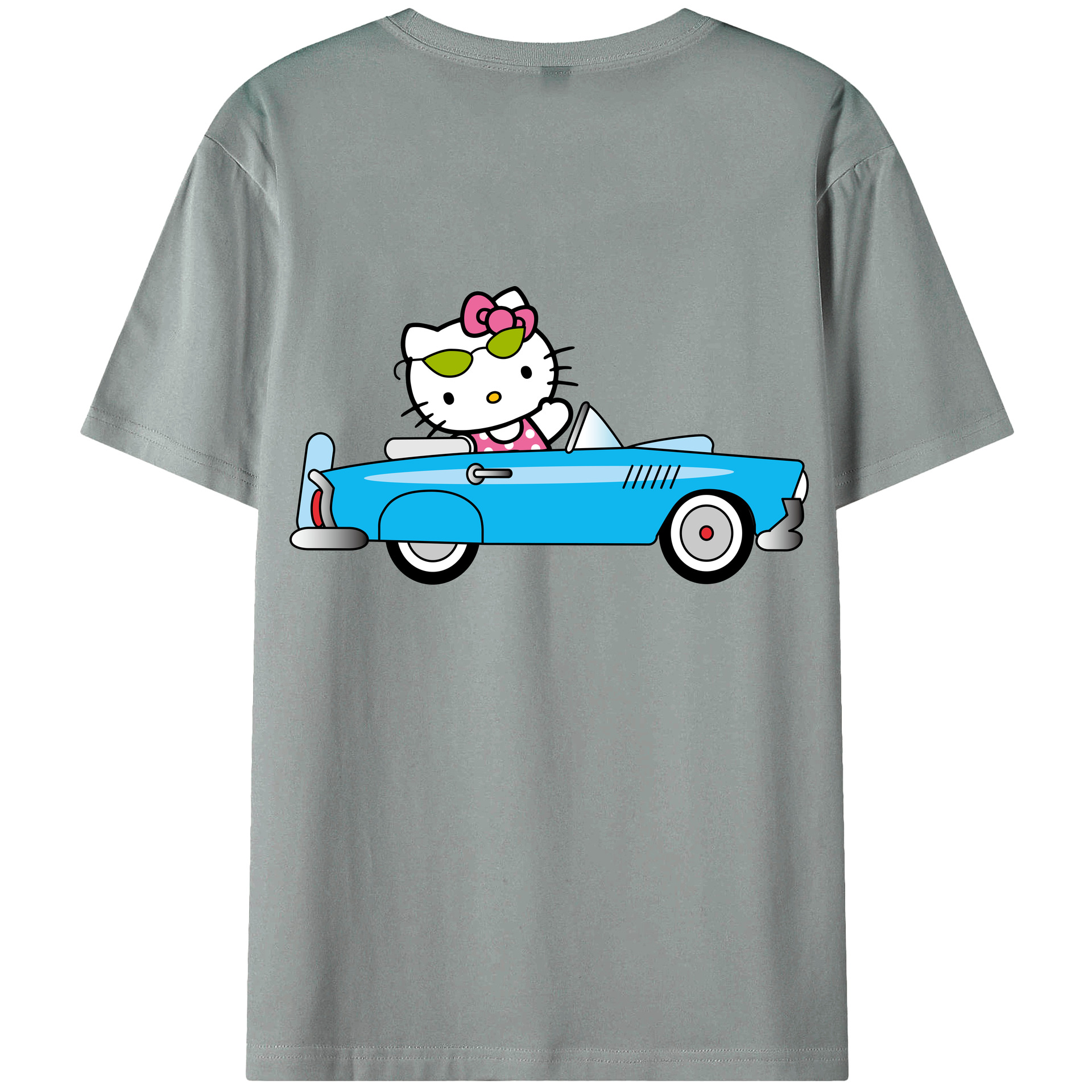 （画像用） Hello Kitty ハローキティ 綿100％ メンズ半袖Tシャツ（バックプリント） 通気性